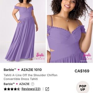 Azazie Lavender Off-the-Shoulder Convertible Chiffon Gown